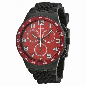 Swatch Testa De Toro Red Dial Black Silicone Rubber Unisex Watch SUSB101