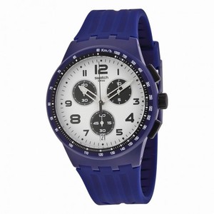 Swatch Travel Choc Chronograph White and Black Dial Navy Blue Silicone Unisex Watch SUSN408