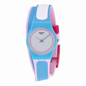 Swatch Tropical Beauty White Dial White Pink and Blue Silicone Ladies Watch Ll117