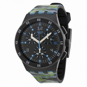 Swatch Urban Jungle Chronograph Black Dial Camouflage Silicone Rubber Unisex Watch SUSB403