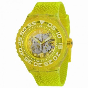 Swatch Yellow Lemon Profond Transparent Dial Translucent Lemon Yellow Silicone Unisex Watch SUUJ101