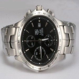 TAG Heuer Aquaracer wjf2112 Black Dial Silver Stainless Steel Strap Round Watch
