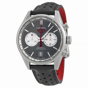 Tag Heuer Carrera Anthracite Dial Black Chronograph Black Leather Men's Watch CV5110FC6310