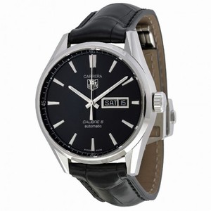Tag Heuer Carrera Automatic Black Dial Black Leather Men's Watch WAR201AFC6266