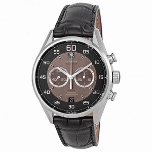 Tag Heuer Carrera Black and Grey Dial Chronograph Leather Men's Watch CAR2B10.FC6235