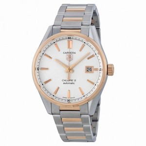 Tag Heuer Carrera Caliber 5 Silver Dial Stainless Steel 18kt Rose Gold Men's Watch WAR215DBD0784
