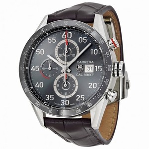 Tag Heuer Carrera Calibre 1887 Chronograph-Automatic Grey Dial Grey Leather Men's Watch CAR2A11FC6313
