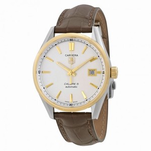 Tag Heuer Carrera Calibre 5 Silver Dial Brown Leather Men's Watch WAR215BFC6181