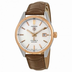 Tag Heuer Carrera Calibre 5 Silver Dial Brown Leather Men's Watch WAR215DFC6181