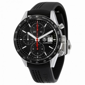Tag Heuer Carrera Chronograph Automatic Black Dial Black Rubber Men's Watch CV201AK.FT6040