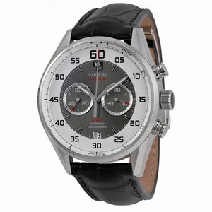 Tag Heuer Carrera Chronograph Silver and Grey Dial Black Leather Men's Watch CAR2B11FC6235