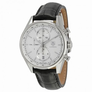 Tag Heuer Carrera Chronograph Silver Dial Automatic Leather Men's Watch CAR2111.FC6266
