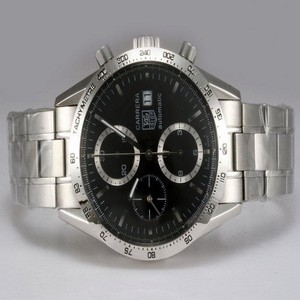 TAG Heuer Carrera CV2016.BA0786 41mm Black Dial Silver Stainless Steel Strap Watch