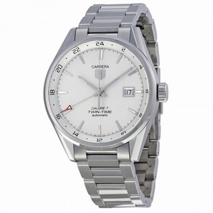 Tag Heuer Carrera Dual Time Silver Dial Stainless Steel Men's Watch WAR2011BA0723
