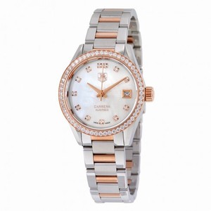 Tag Heuer Carrera Mother of Pearl Diamond Dial Steel and 18kt Rose Gold Men's Watch WAR2453.BD0777