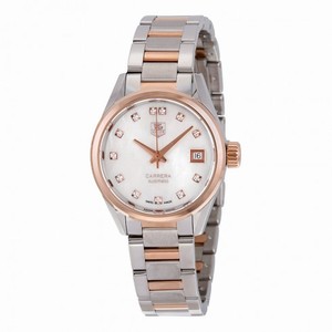 Tag Heuer Carrera Mother of Pearl Diamond Steel and 18K Rose Gold Ladies Watch WAR2452.BD0777