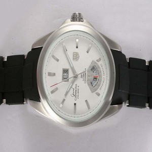 TAG Heuer Carrera WAV511B.FC6230 Round White Dial Blue Rubber Strap Watch