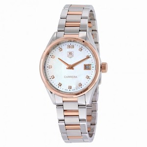 Tag Heuer Carrera White Mother of Pearl Dial Wesselton Diamonds Stainless Steel Ladies Watch WAR1352.BD0779