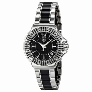Tag Heuer F1 Black Dial Steel and Ceramic Black Diamond Bezel Ladies Watch WAH1216.BA0859