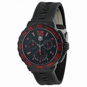 Tag Heuer Formula 1 Chronograph Black and Red Dial Black Rubber Men's Watch CAU111DFT6024