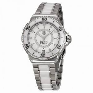 Tag Heuer Formula 1 Diamond Automatic Steel and White Ceramic Ladies Watch WAU2213.BA0861