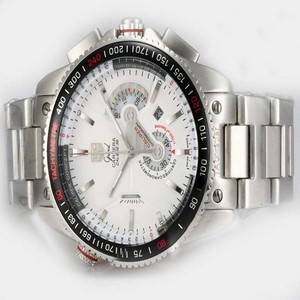 TAG Heuer Grand Carrera Grand Carrera Calibre Stainless Steel Case PVD Bezel White Dial Watch