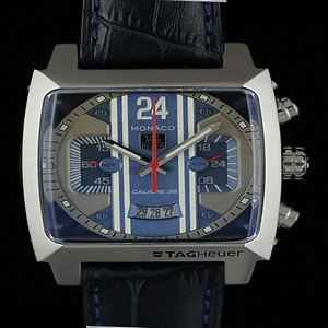 TAG Heuer Monaco CAL5111.FC6299 Black Cow Leather Strap Blue Dial 40.5mm Watch