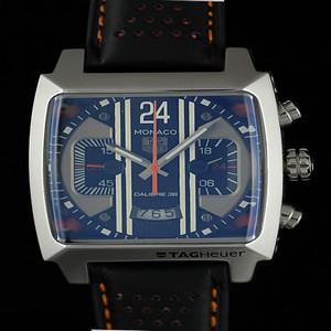 TAG Heuer Monaco CAL5112-FC6298 Black Ostrich Leather Strap 40.5mm Blue Dial Watch