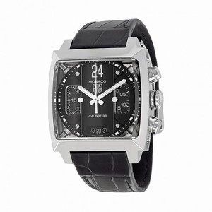 Tag Heuer Monaco Chronograph Black Dial Black Leather Men's Watch CAL5113FC6329