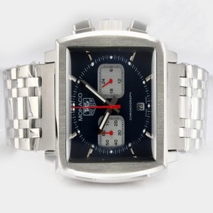 TAG Heuer Monaco Monaco Calibre 12 Stainless Steel Case Square Black Dial Watch