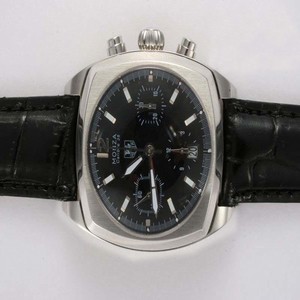 TAG Heuer Monza CR2113-0 38mm Blue Crocodile Leather Strap Black Dial Watch