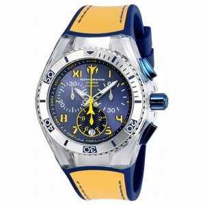 Technomarine Cruise California Chronograph Blue Dial Blue Silicone Yellow Canvas Unisex Watch 115015