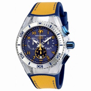 Technomarine Cruise California Chronograph Blue Dial Yellow and Blue Canvas Men's Watch 115070