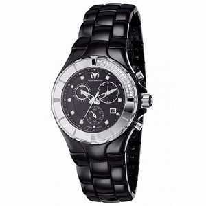 TechnoMarine Cruise Chronograph Black Dial Black Ceramic Ladies Watch 110029C