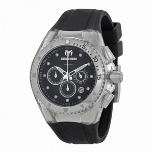 Technomarine Cruise Chronograph Black Dial Black Rubber Ladies Watch 111043