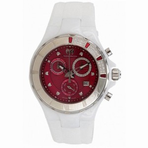 TechnoMarine Cruise Chronograph Red Dial White Ceramic Ladies Sports Watch 110078