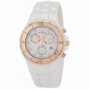 TechnoMarine Cruise Chronograph White Dial Diamond White Ceramic Ladies Watch 110033C