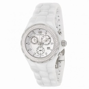 TechnoMarine Cruise Chronograph White Dial White Ceramic Ladies Watch 113101