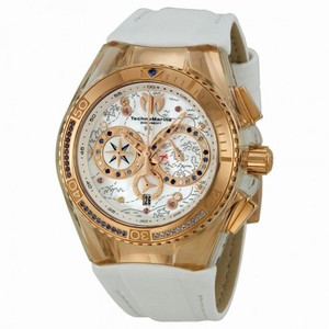 Technomarine Cruise Dream Chronograph Mother of Pearl Dial White Leather Ladies Watch 113008B