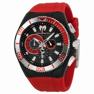 TechnoMarine Cruise Locker Chronograph Black Dial Red Silicone Men's Watch 112012