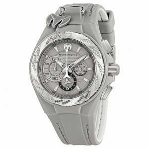 TechnoMarine Cruise Locker Chronograph Grey Dial Grey Rubber Ladies Watch 113017