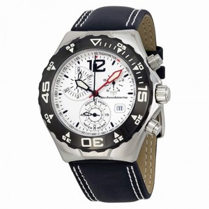 Technomarine Cruise Magnum Moon Sun White Dial Black Leather Strap Men's Watch 208009-1