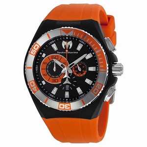 Technomarine Locker Chronograph Black Dial Stainless Steel Orange Silicone Men's Watch 112011