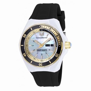 Technomarine Sea Manta White Mother of Pearl Dial Black Silicone Ladies Watch 115118