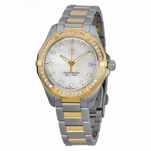 Tag Heuer Aquaracer Mother of Pearl Stainless Steel and 18kt Yellow Gold Ladies Watch WAY1353BD0917