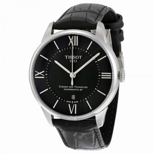 Tissot Chemin Des Tourelles Powermatic 80 Black Dial Black Leather Men's Watch T0994071605800