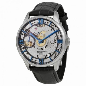Tissot Chemin Des Tourelles Squelette Skeleton Dial Black Leather Men's Watch T0994051641800