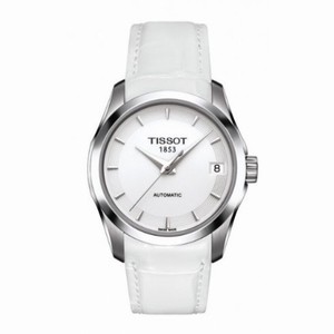 Tissot Couturier Automatic White Dial White Leather Ladies Watch T0352071601100