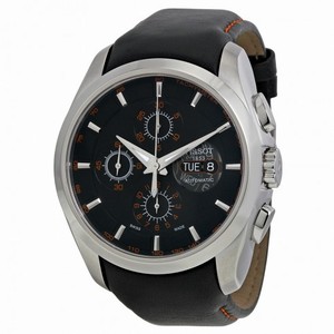 Tissot Couturier Chronograph Valjoux Black Dial Black Leather Men's Watch  T035.614.16.051.01