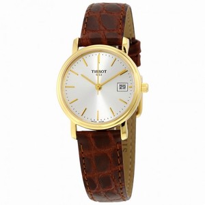 Tissot Silver Dial Brown Leather Ladies Watch T52.5.111.31